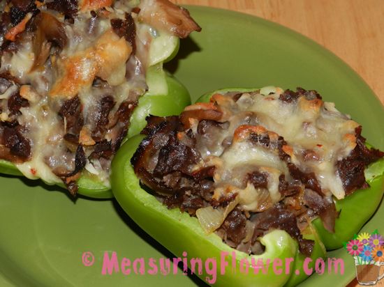Spicy Philly Cheese Steak Stuffed Green Peppers Measuring Flower